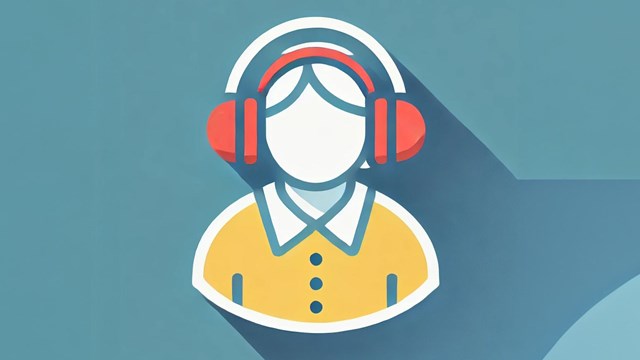 Illustration of a person wearing headphones. 