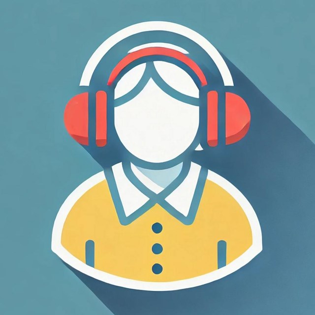 Illustration of a person wearing headphones. 