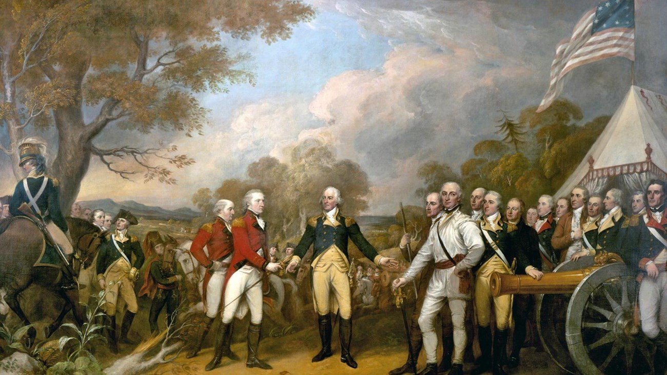 John Trumbull's painting of Burgoyne's sword surrender to Gates.