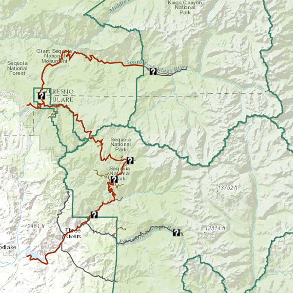 A map of the parks and surrounding area