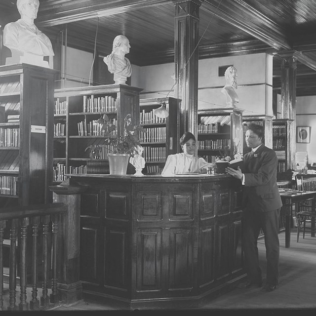 The library at the Tuskegee Institute. LOC image