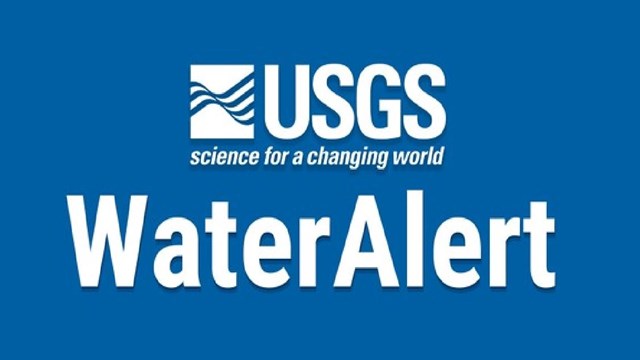 blue background with white text "USGS Water Alert"