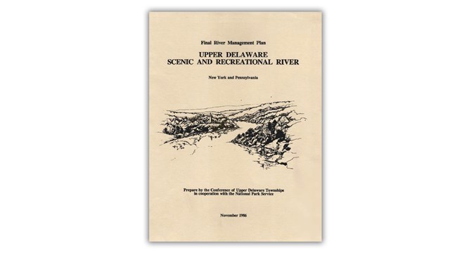 scan of document cover with upper delaware river illustration