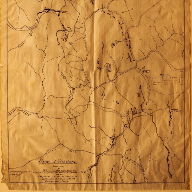 A historic map of Vicksburg, Mississippi. 
