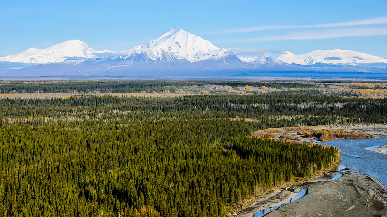 WRST contains large volcanoes and numerous glaciers