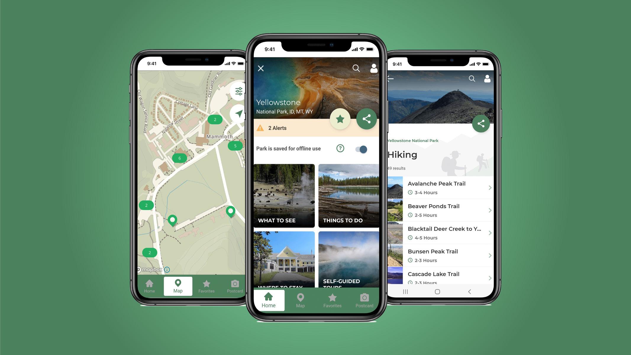 Smart phones showing NPS app home screen