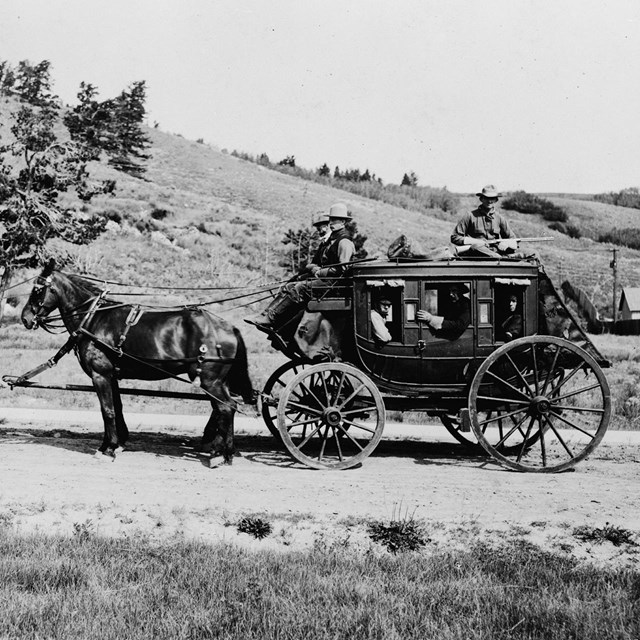 Old stagecoach, Yellowstone National Park, Wyoming
