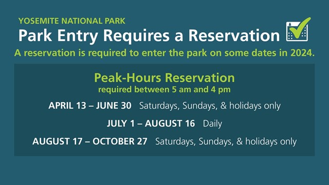 Graphic showing different dates for when reservations are required in 2024.