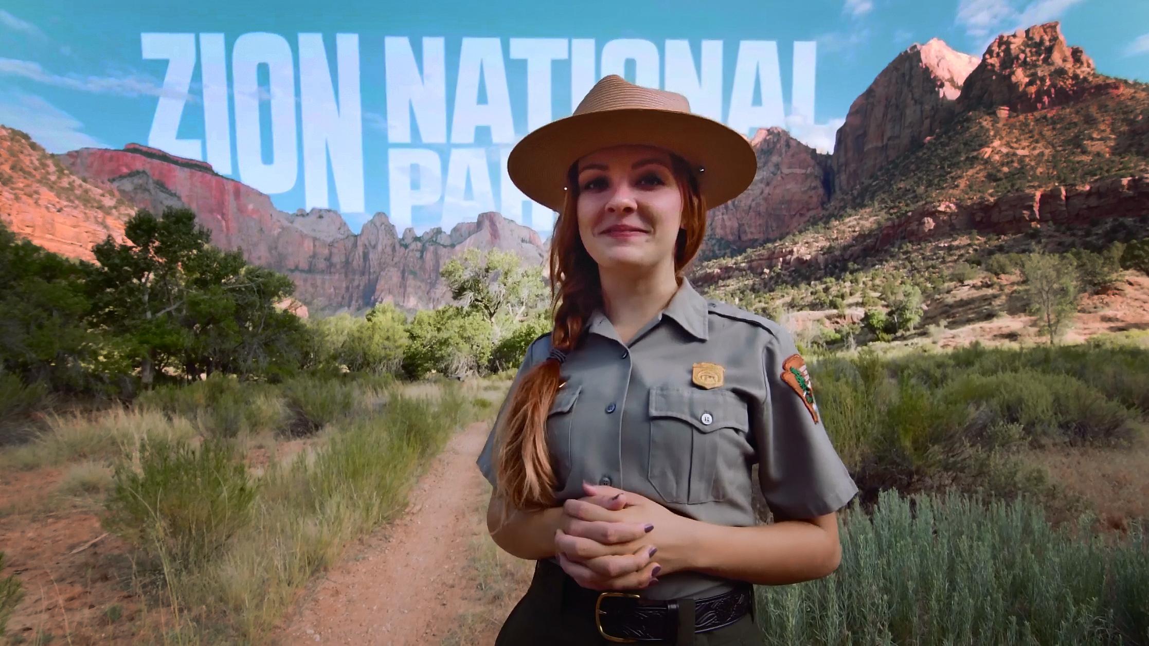 Rangers explain various rules, expectations, and opportunities for visiting Zion National Park.