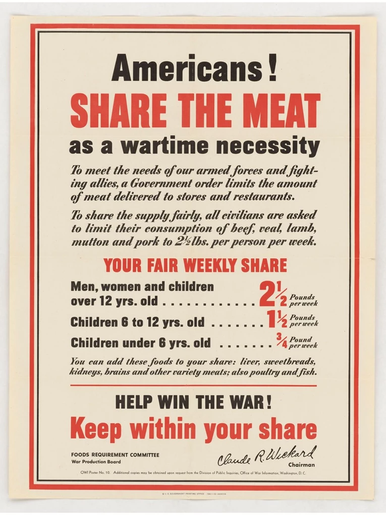 A man bends over to oil a lawnmower while a woman sews a patch on the back of his pants. A basket of sewing supplies is on the grass. He wears a red shirt, blue pants, and saddle shoes. She wears a bright yellow dress and brown high-heeled shoes.