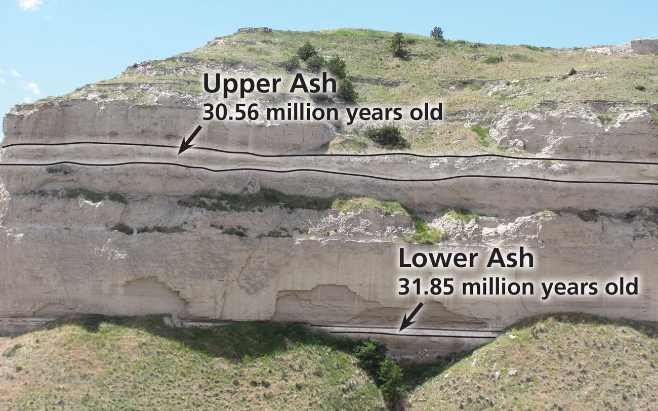Photo of a cliff with bands of layered rock.