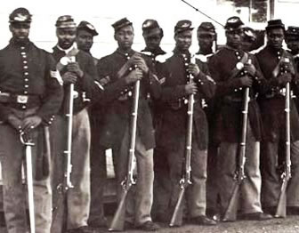 Wartime photo of Union regiment of African American soldiers.