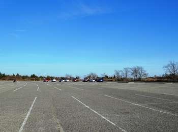 It is hard to believe this vast parking lot, almost empty in winter, will be filled to overflowing in a few short months.