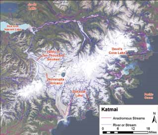 map of mountainous Katmai area