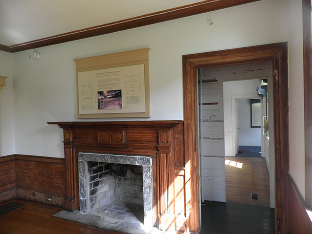 Indoor fireplace in an old farmhouse