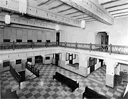 The interior atrium of the waiting room 