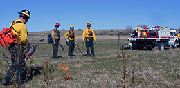 wildland firefighters test the wind before igniting a prescribed fire