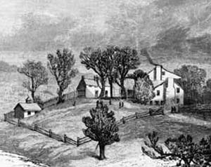 White Haven, ca. 1850. Stone building is visible to the immediate left of the main house.