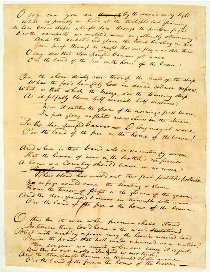 Hand-written draft of Key's Poem