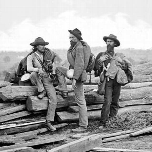 Photograph of Confederate Prisoners in a Union Camp