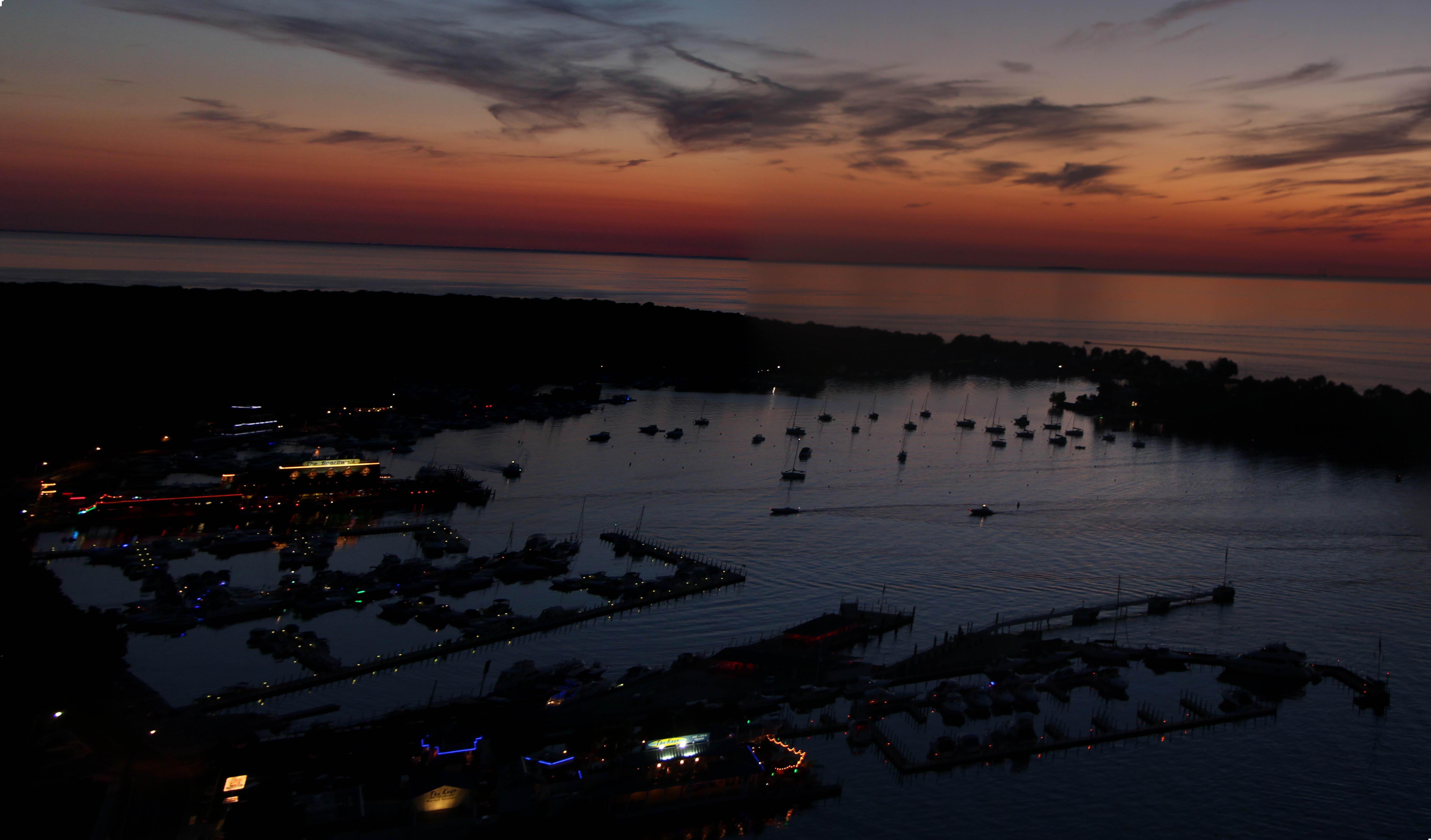 Sun setting over Put-in-Bay Harbor