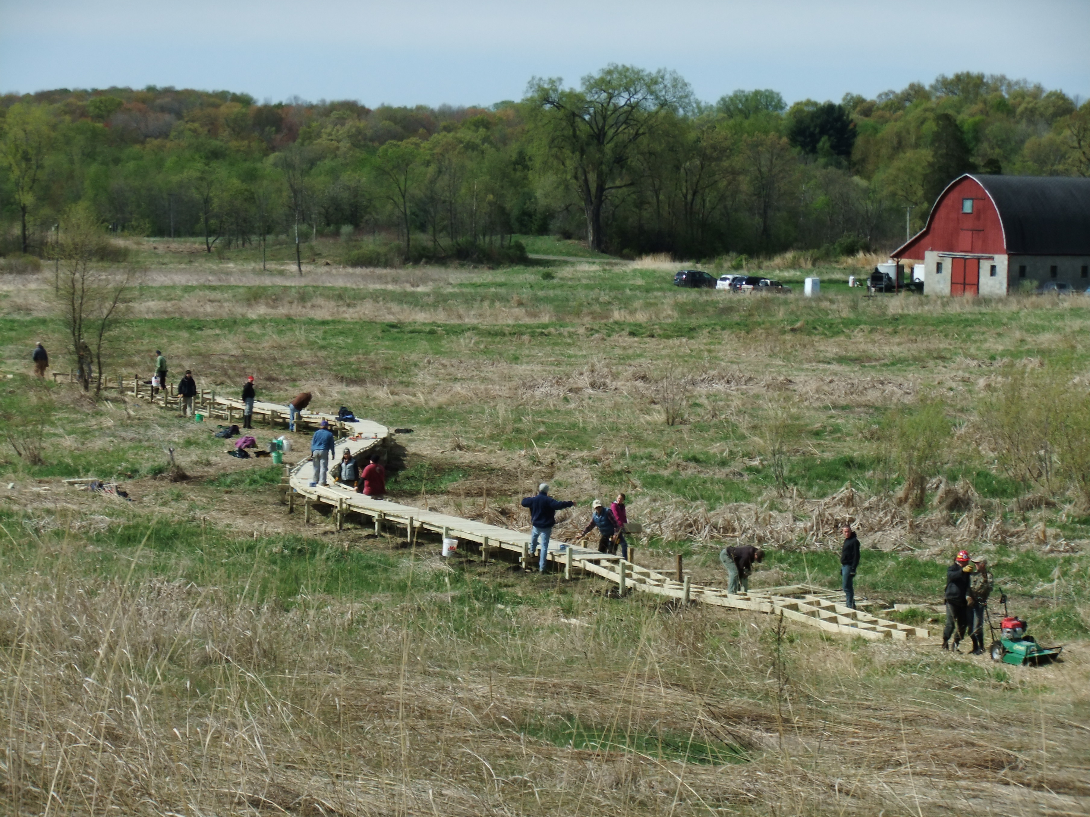 A boardwalks stretched accross conservancy lands.