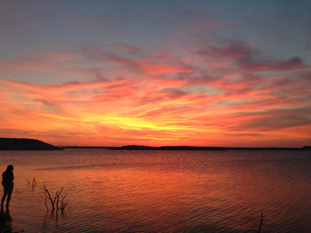 Firey Sunset over Lake Amistad.