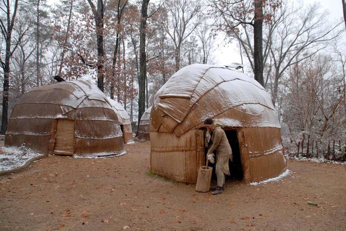 A re-created American Indian town.