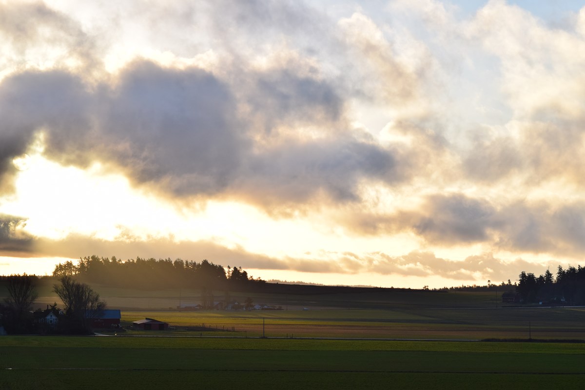 Sunrise over the prairie. 