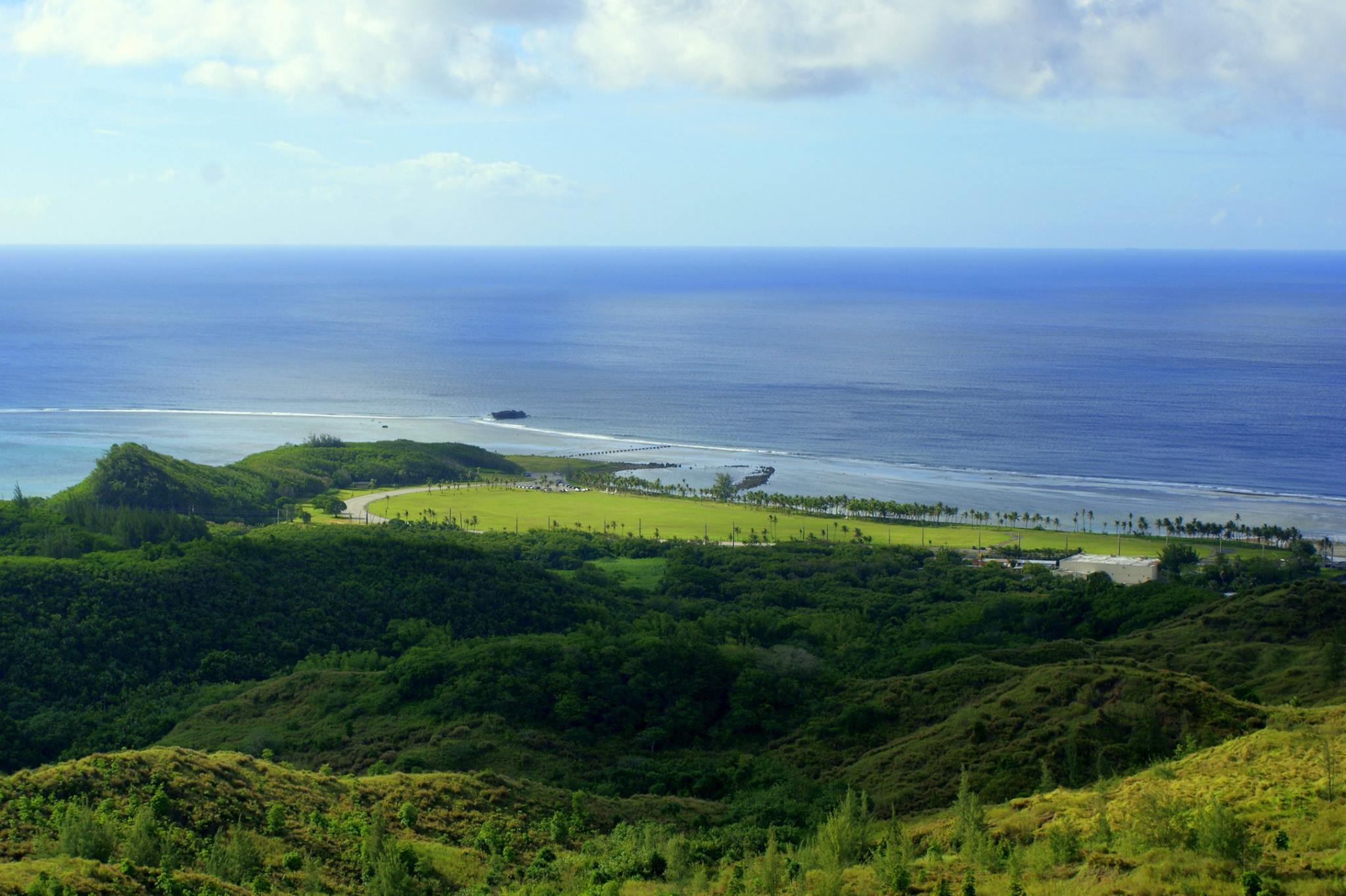 Mountain view down toward beach.