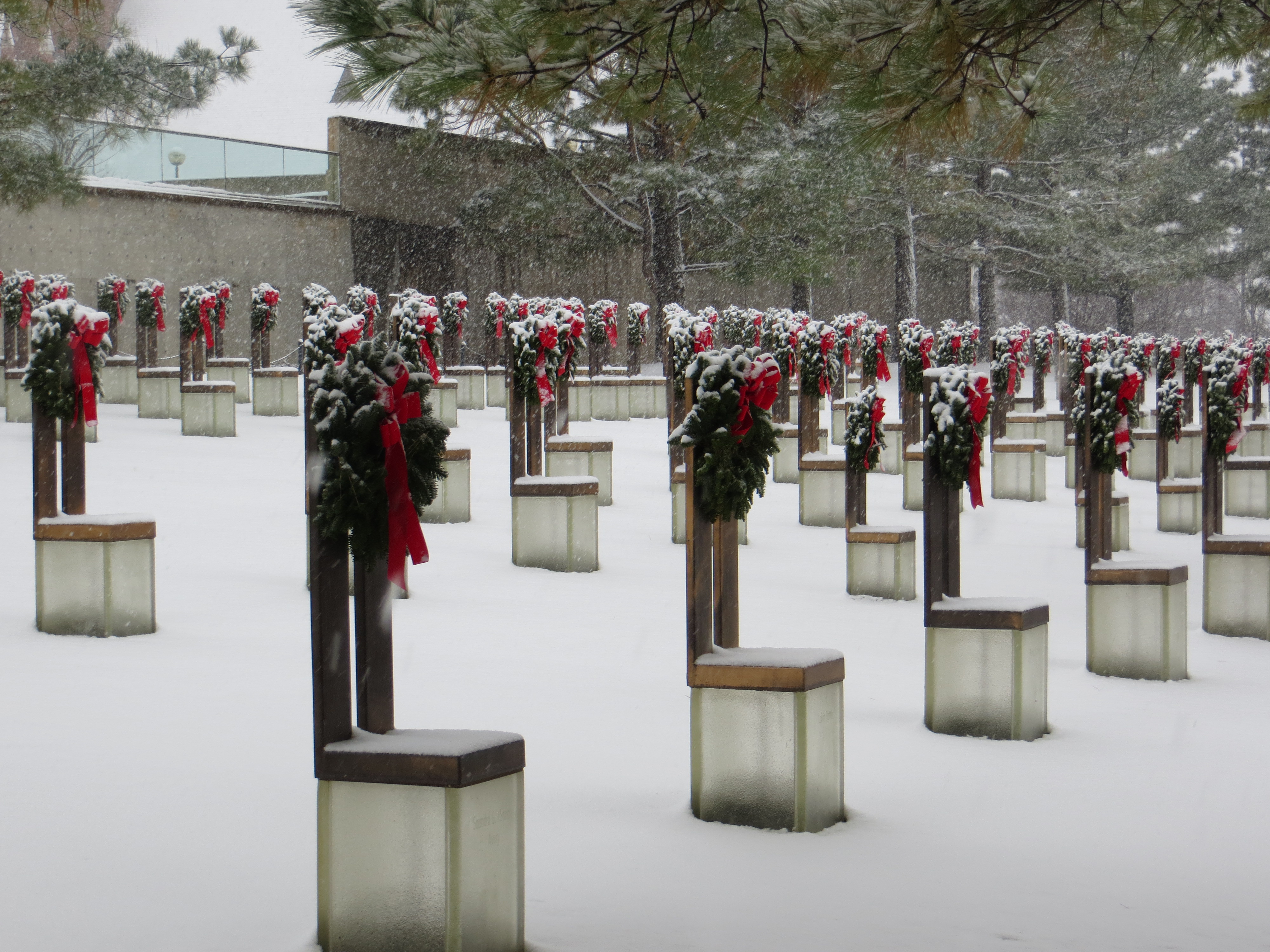 Snow covered Field of Empty Chairs