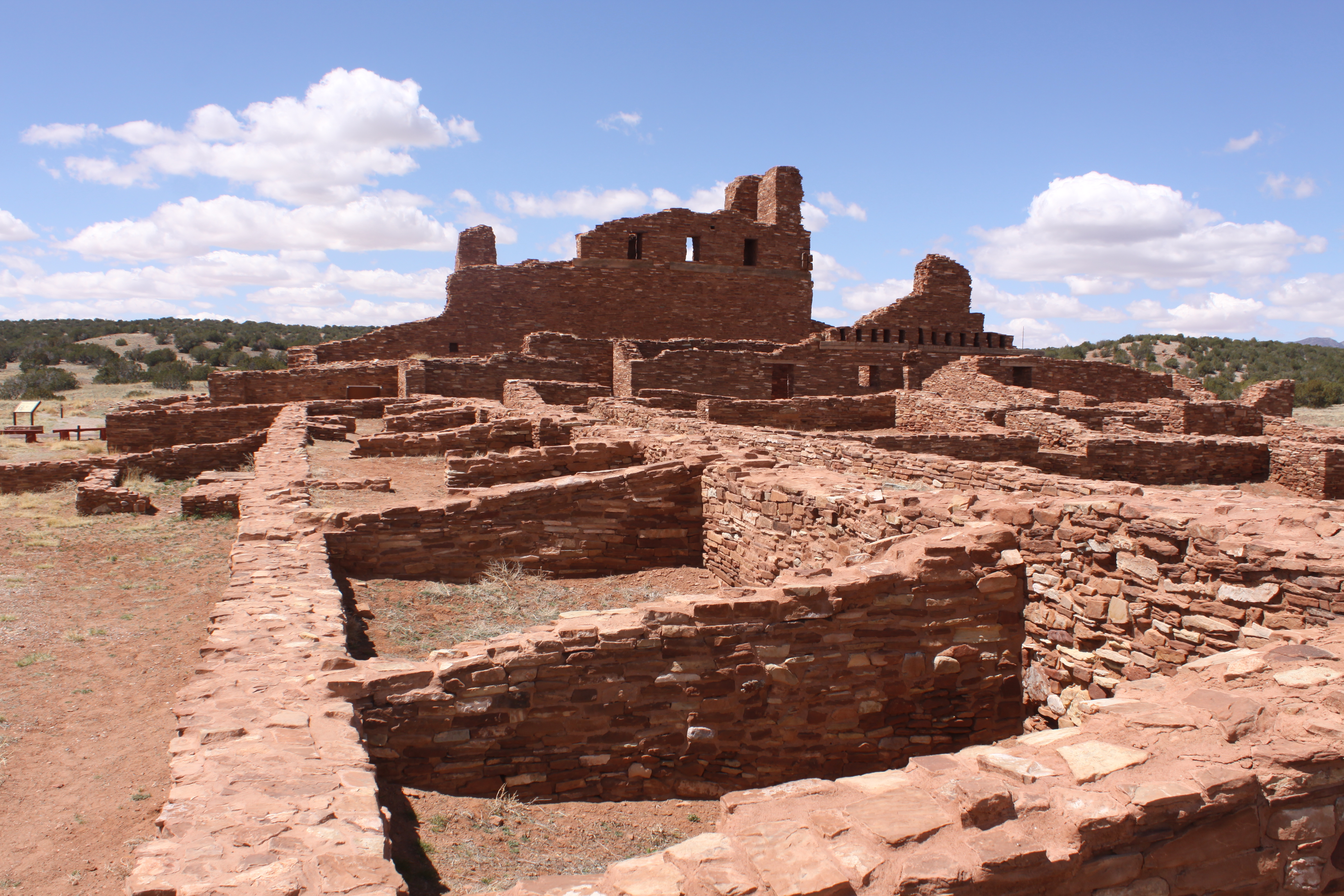 Stone foundations of an old mission structure.