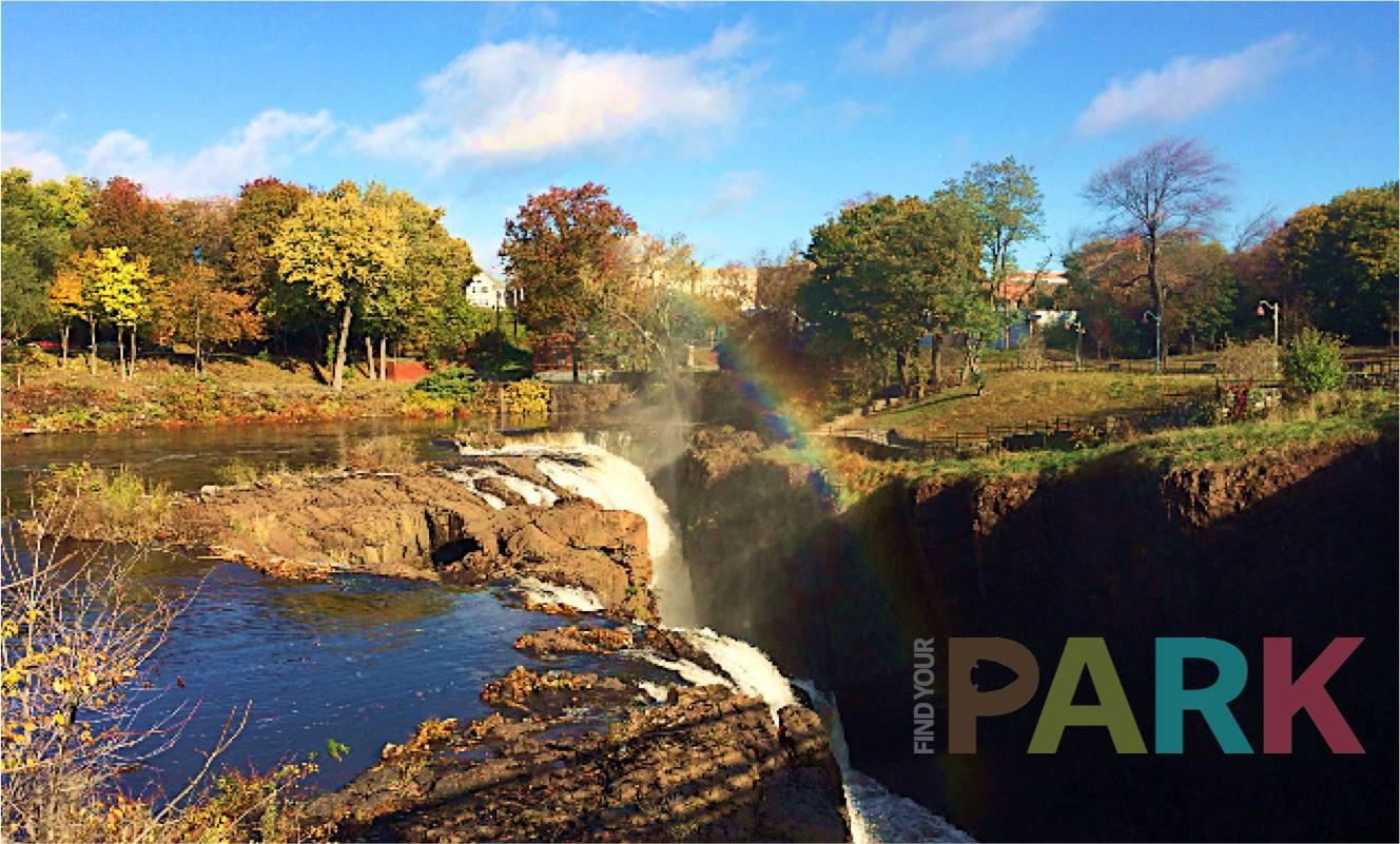 Sunny day and waterfall view