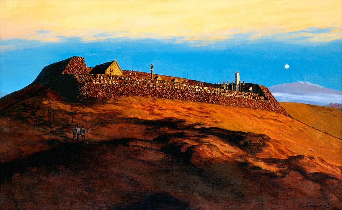 Painting of historic ceremony at Puʻukoholā&nbsp;Heiau