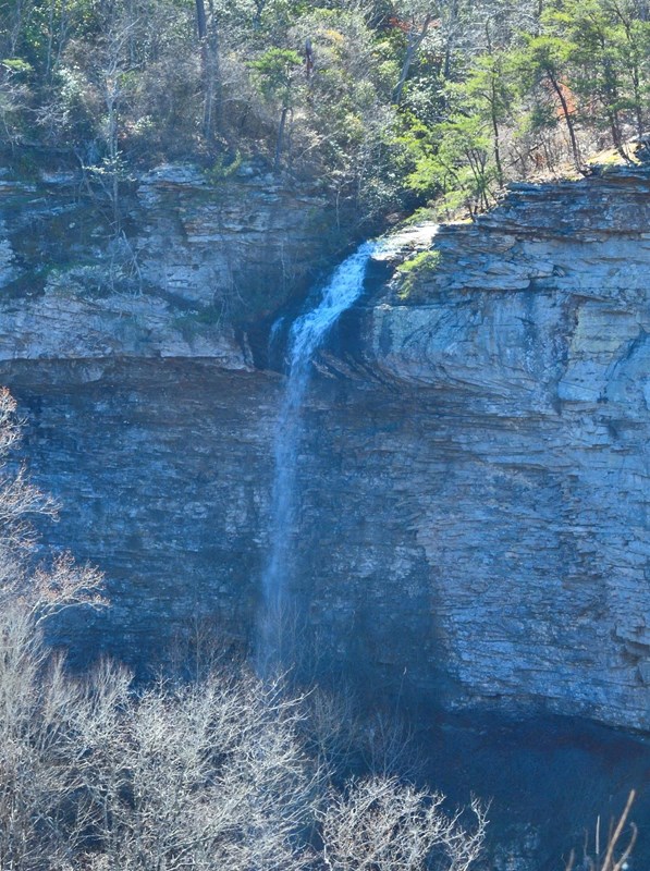 waterfall across the canyon