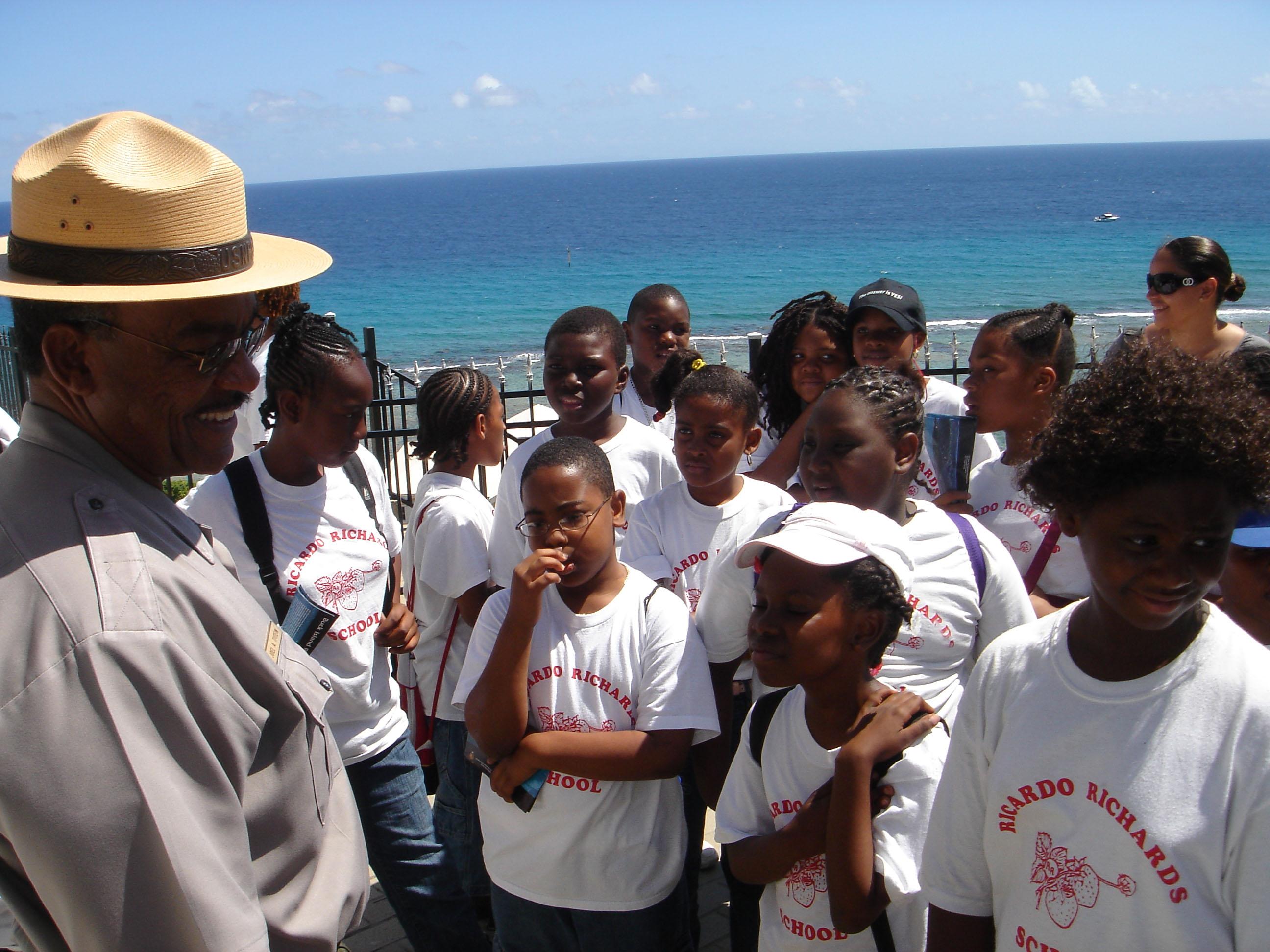 park ranger talking with summer campers