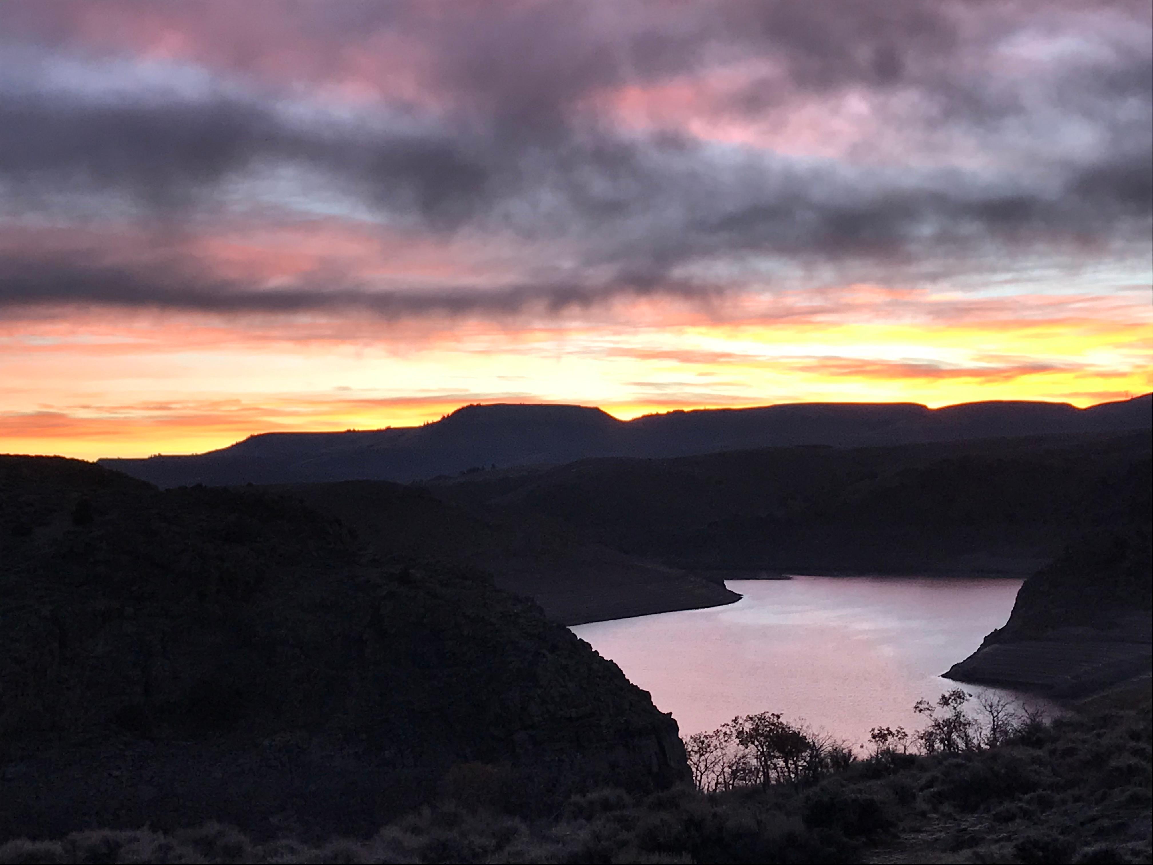 Blue Mesa reflects the color of the sky in the dawn twilight.