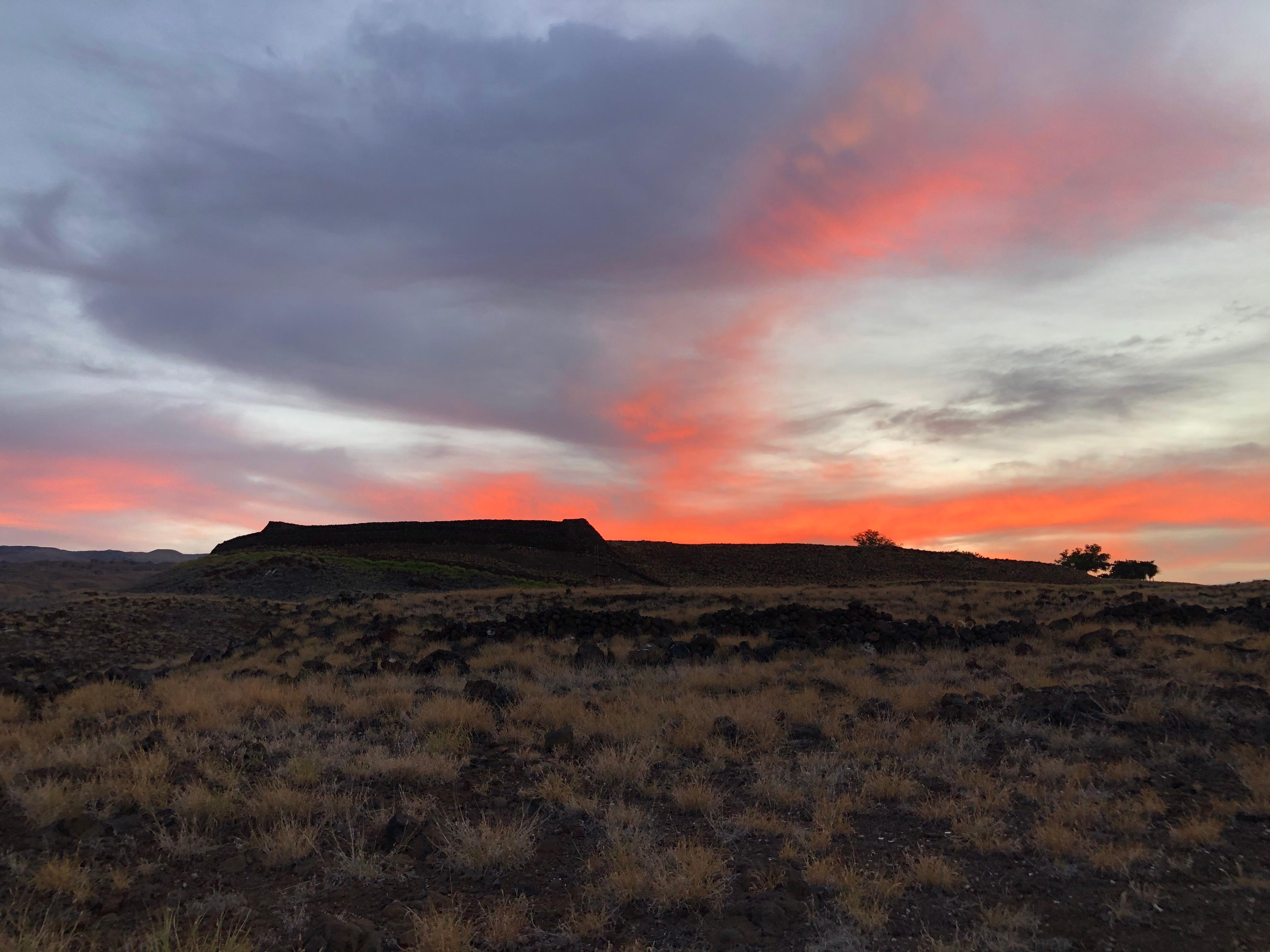 Sunrise over Pu'ukoholā Heiau in mid September.