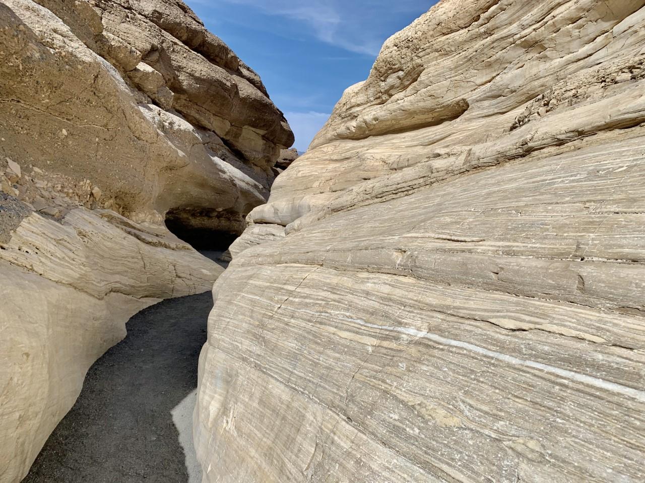 polished walls of a narrow canyon