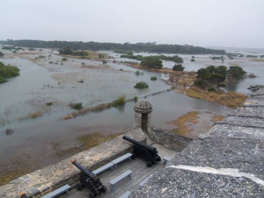 Rising water flooding area around Fort Matanzas. Rising water flooding area around Fort Matanzas.
