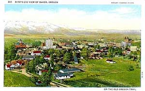 This is a postcard image of a bird's eye view of Baker, Oregon in 1920. Photo: Courtesy, W. David Samuelson.