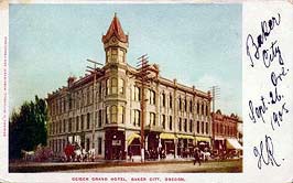 This is an image of a color postcard of the  Geiser Grand Hotel with a hand-written date on it of September 26, 1905. The hotel is shown in 1900. Photo: Courtesy, W. David Samuelson.
