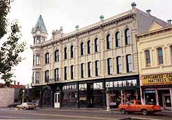 This is an image of the Grand Geiser Hotel storefronts after completion of the rehabilitation project. It was important that the later, 1930s storefront was retained and preserved. Photo: Courtesy, Sidway Investment Corp.
