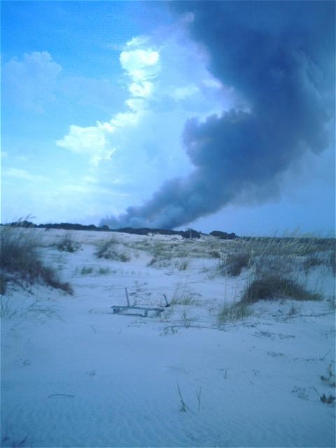 Smoke from the South Cut Fire as viewed from the beach