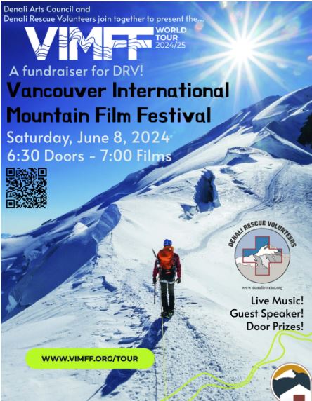 Poster depicting a climber on a mountain ridge overlayed with event information