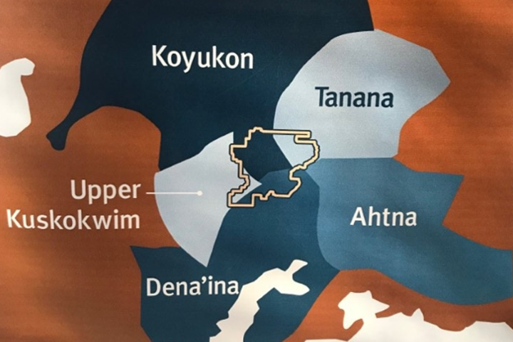 Map of traditional Alaska Native lands encompassed by boundaries of Denali National Park and Preserve