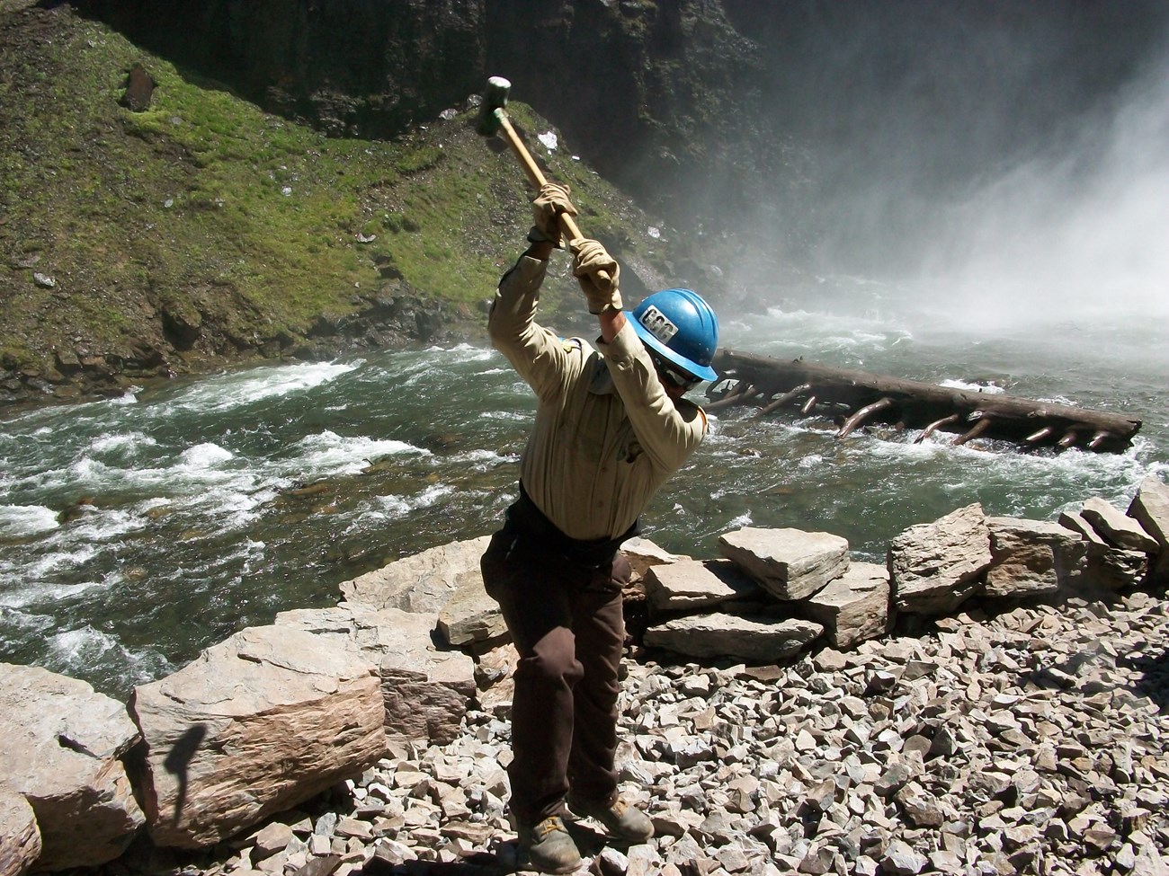 Rainbow Falls platform work