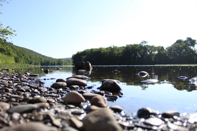 Rocks in the river, taken at water level.