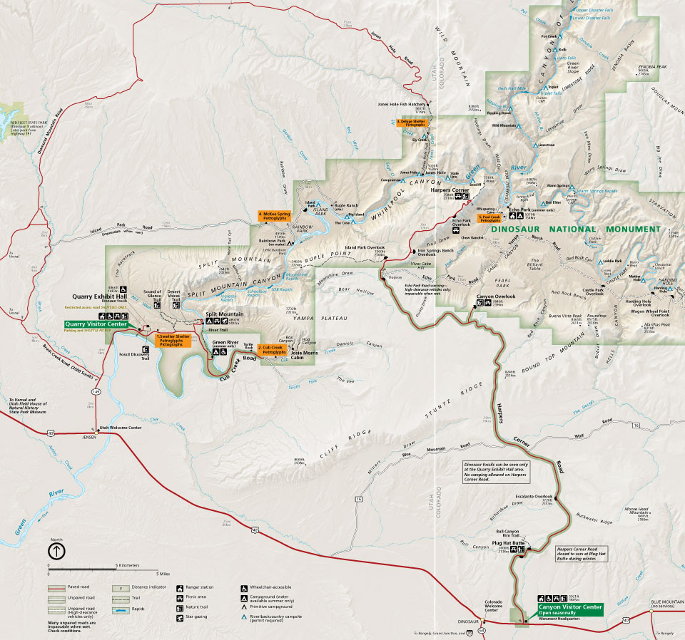 Dinosaur National Park Map Petroglyph And Pictograph Sites - Dinosaur National Monument (U.s. National  Park Service)