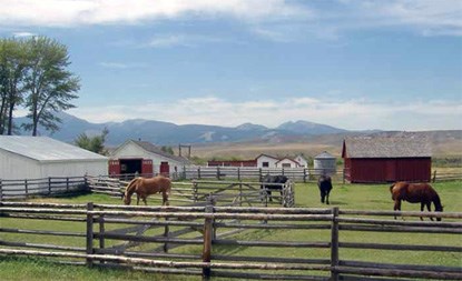 photo of corrals and outbuildings at Grant-Kohrs Ranch National Historic Site.
